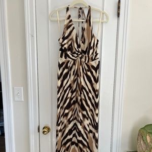 Animal print halter maxi dress